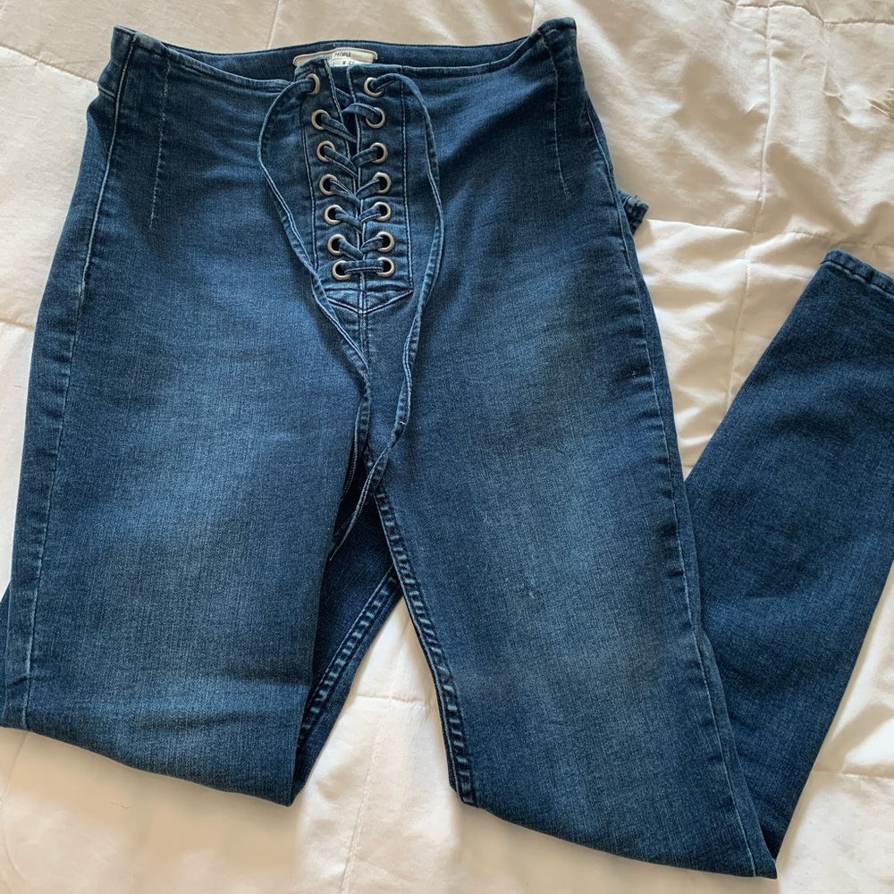 Free People Lace Up Jeans